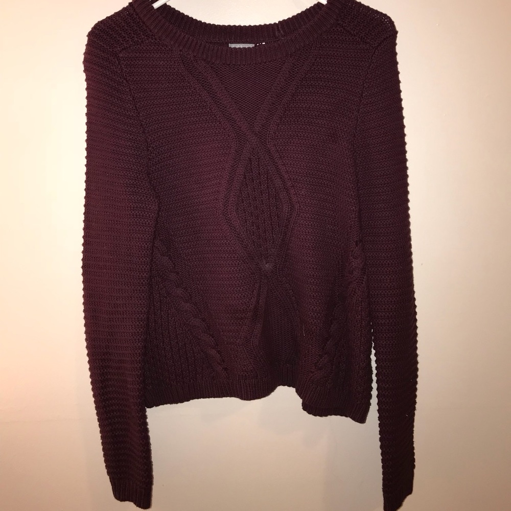 Wine Cable Knit Sweater